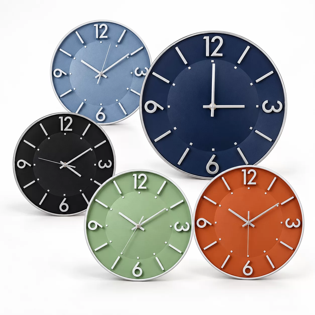 30 cm Duvar Saati Minimalist Çizgisel Rakamlı Mavi