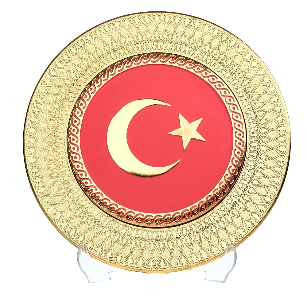 21 cm Tabak Türk Bayrağı - Sarı görsel 1