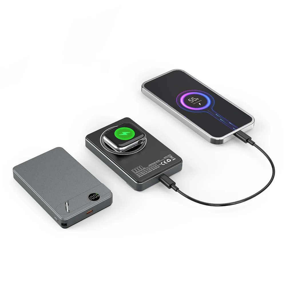 Kilyos 10.000 mAh Siyah Magsafe  Ve  Wıreless Standlı Powerbank görsel 3