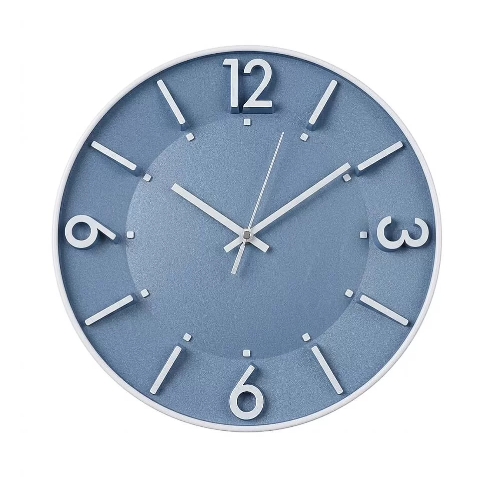 30 cm Duvar Saati Minimalist Çizgisel Rakamlı Mavi görsel 1