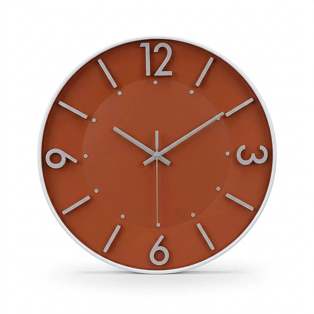 30 cm Duvar Saati Minimalist Çizgisel Rakamlı Turuncu