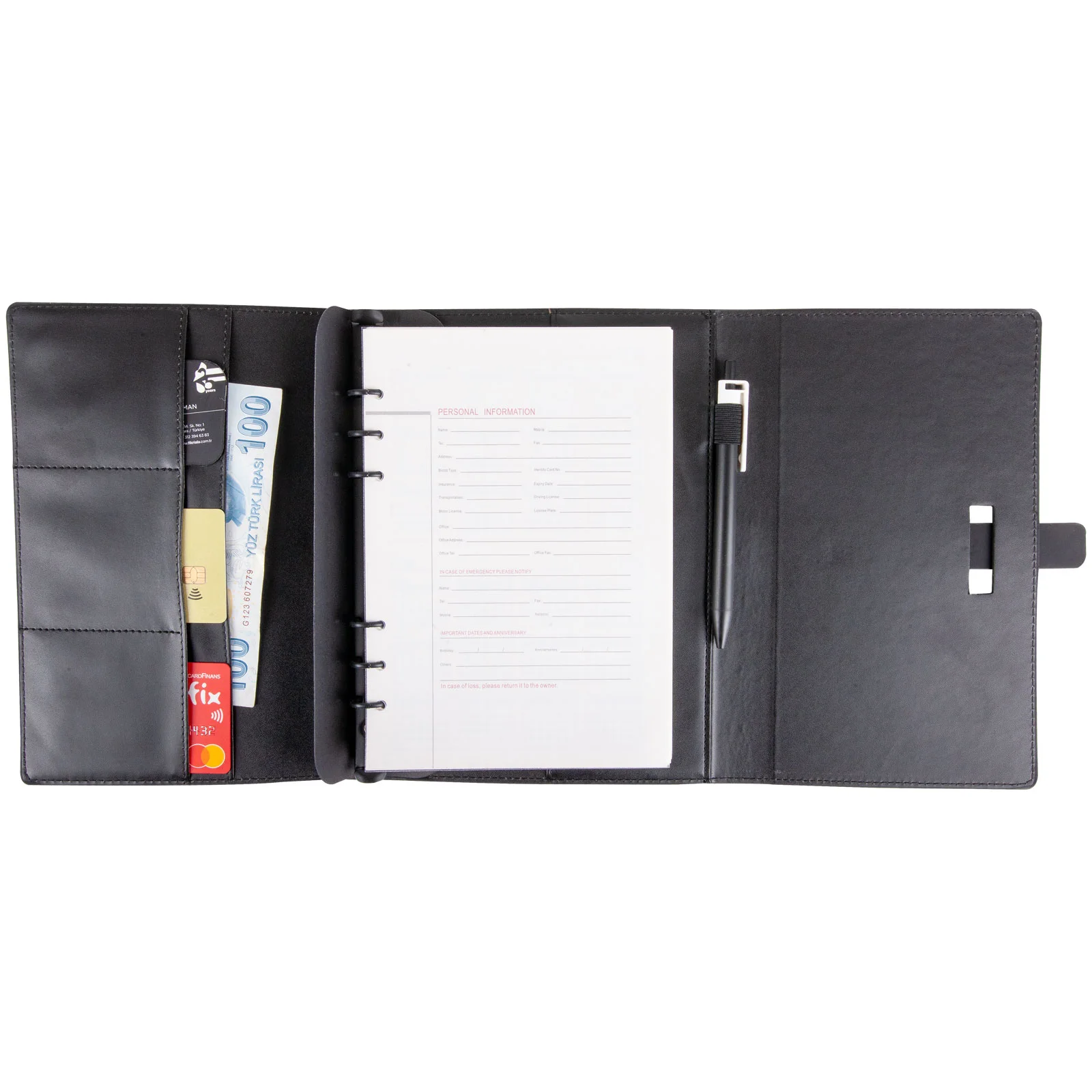 Demirtepe Siyah Tarihsiz Organizer Defter (17x22cm) görsel 2