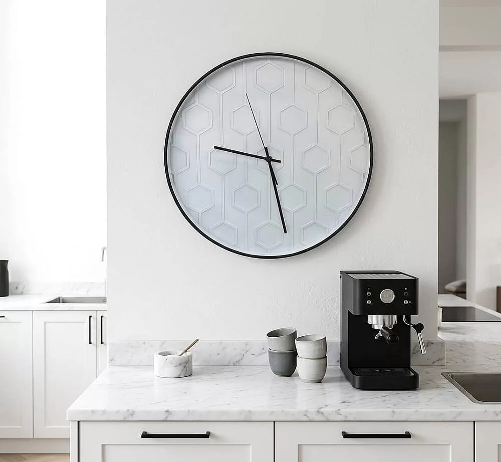 40 cm Duvar Saati Geometrik Desenli Minimalist Beyaz görsel 2
