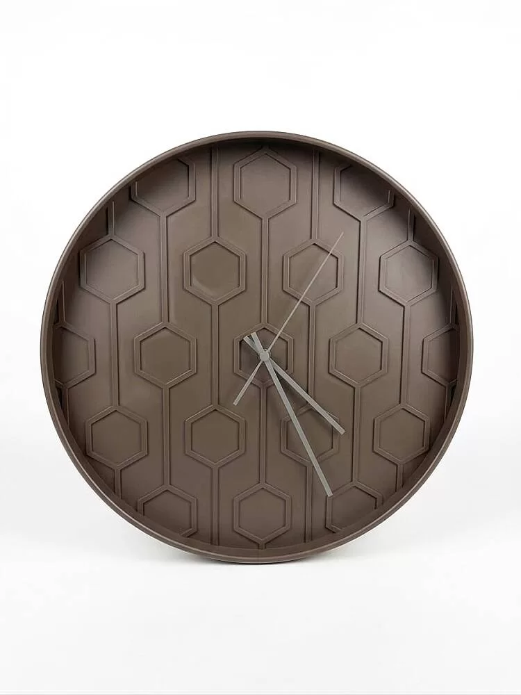 40 cm Duvar Saati Geometrik Desenli Minimalist Kahverengi