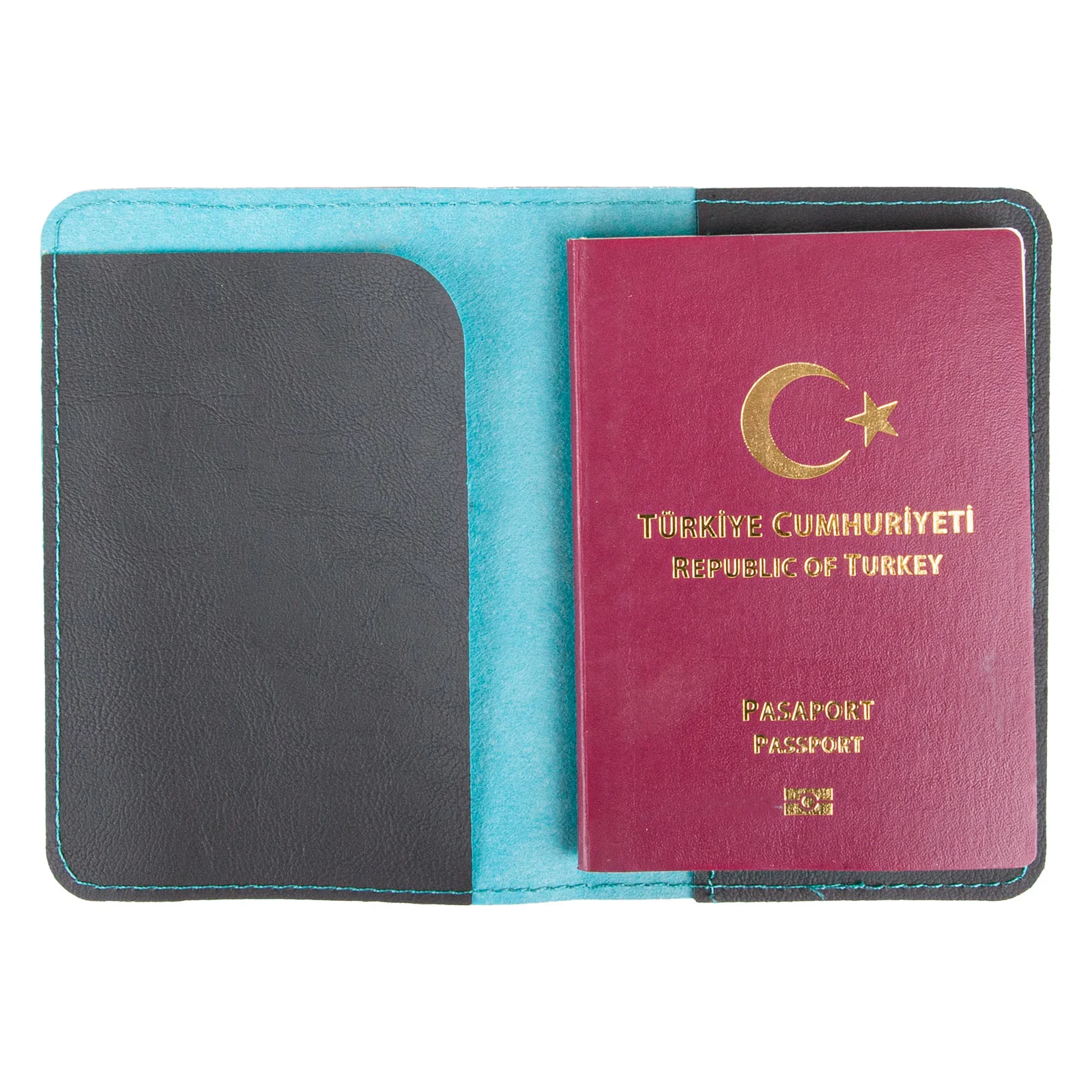 Pasaportluk Turkuaz Deri görsel 1