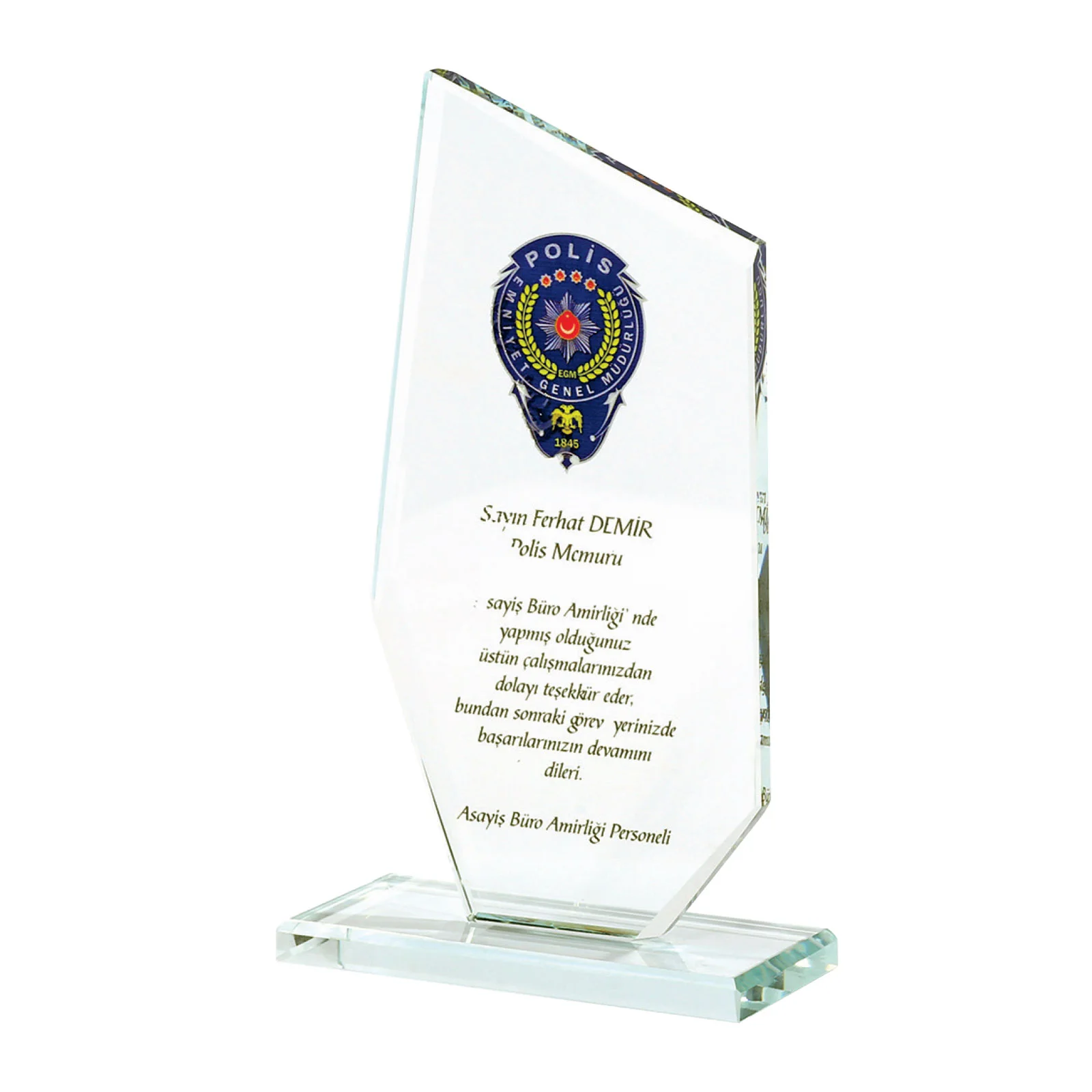 Kaşgar Şeffaf Kristal Plaket görsel 1