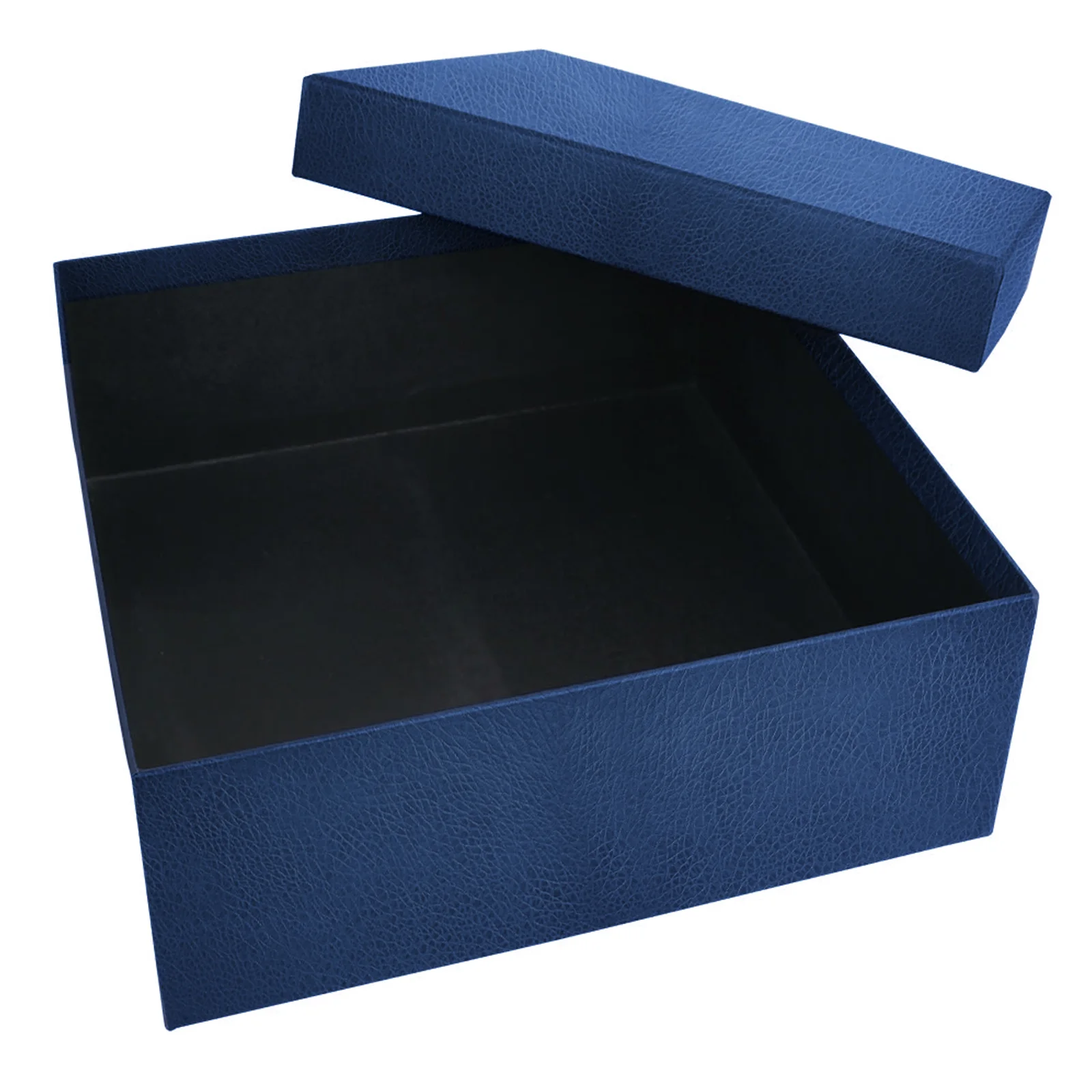 Sedir Lacivert Deri Görünümlü Geçme Kapak Kutu (30x30x10 cm) görsel 1