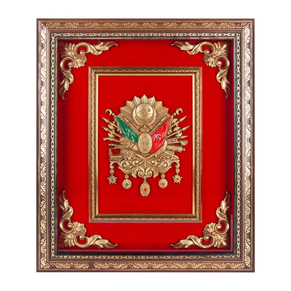 Saltanat Kırmızı Osmanlı Arması Kabartmalı Tablo görsel 1