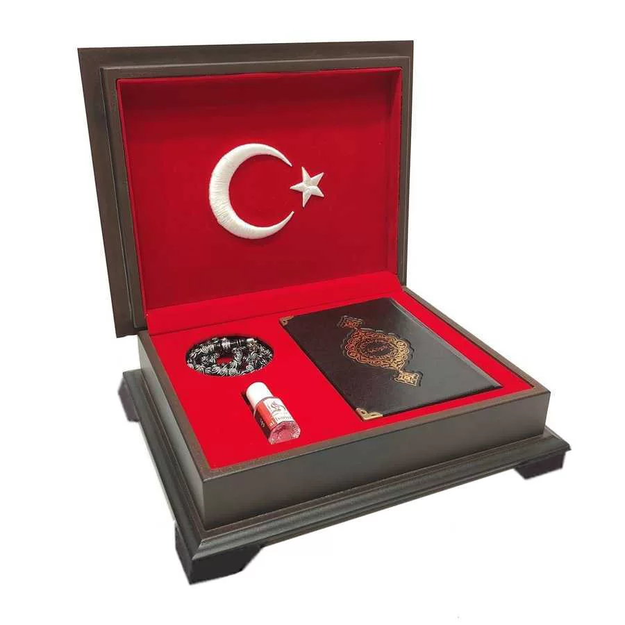 Ahşap Kutulu Kur'an-I Kerim (0353 - Çanta Boy, Ay-Yıldız) görsel 1