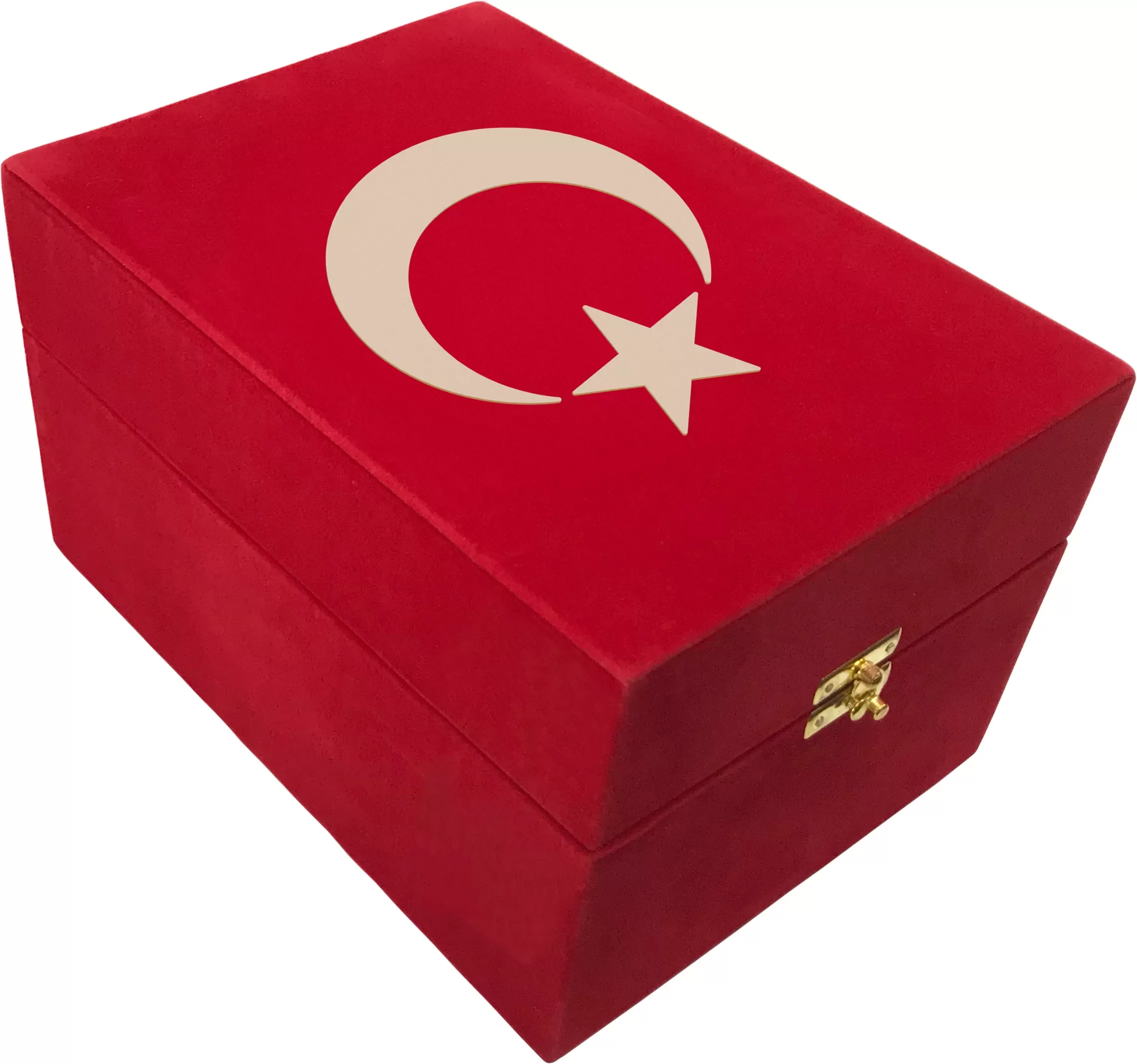 Kur'an + Bayrak + Fincan Hediye Seti (Hafız Boy, Kırmızı, Vav Motifli) görsel 2